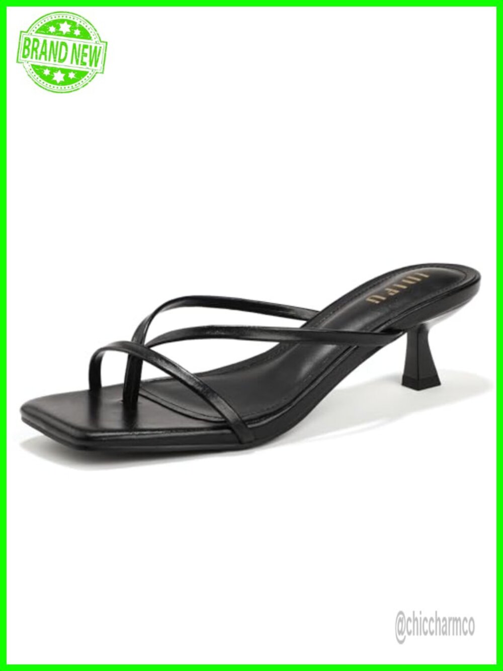 Women's Square Toe Kitten Heel Flip Flop Sandals Strappy Slip-On